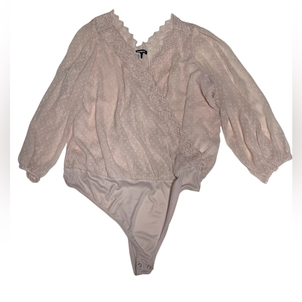 Express Elegant Pink Wrap Body Blouse Size XL